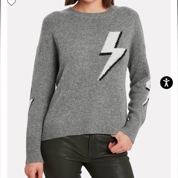 Rails Sweaters - Rails, grey sweater with white and navy lightning bolts